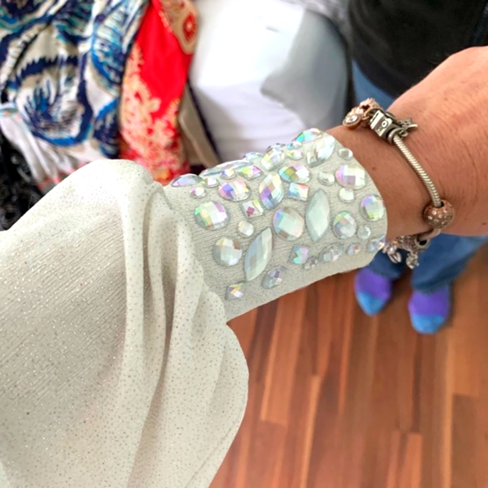 Deb White One Sleeve Dress with Jewels - Picture 6 of 8